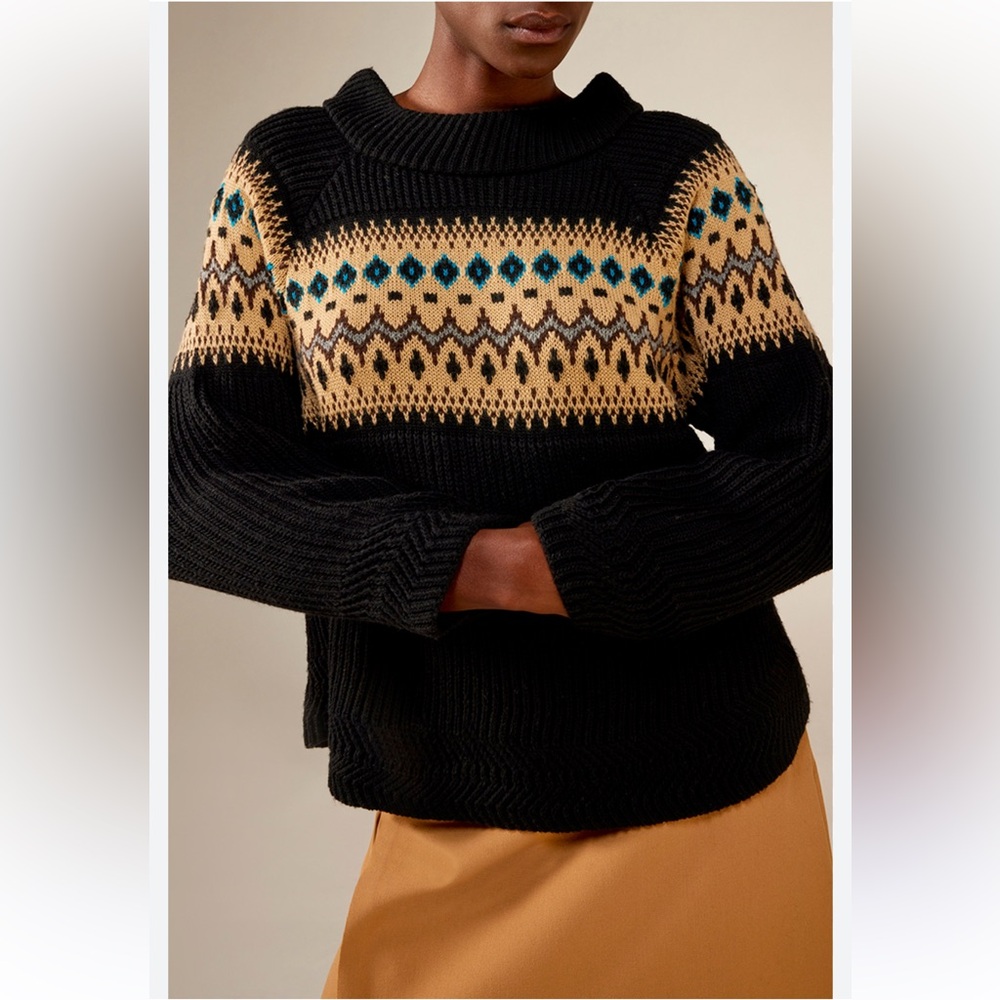 Liviana Conti Cashmere Blend Sweater Women’s Fair Isle Long Sleeve Top Size 38